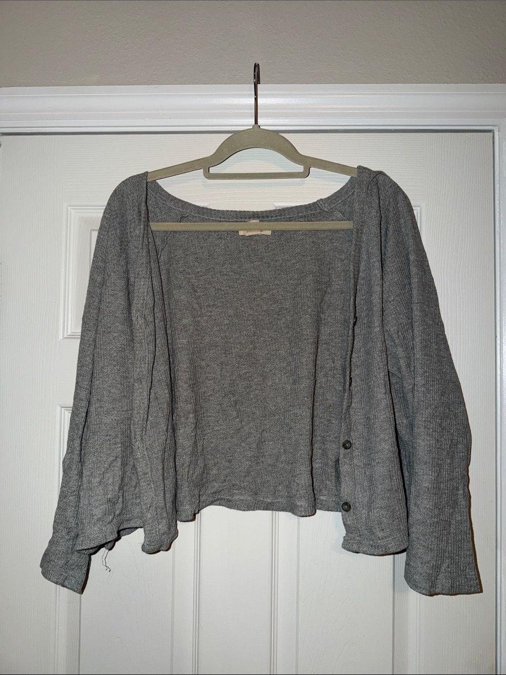 Madewell Gray Ribbed Button-Front Cardigan